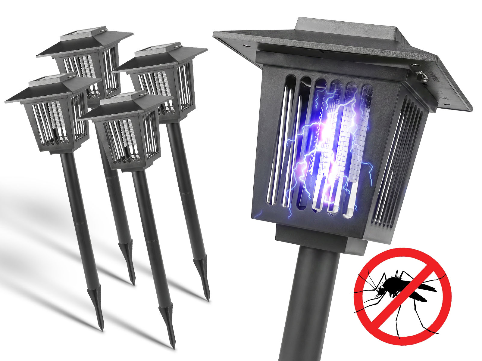 4x Lampa solarna LED ogrodowa owadobójcza 58cm wbijana